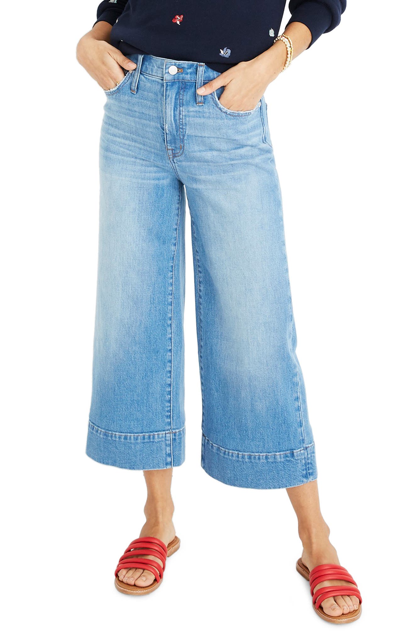 Madewell Crop Wide Leg Jeans (Delancey 