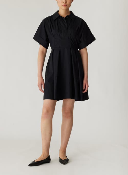 Shop Rebecca Taylor Poplin Waisted Shirt Dress In Black