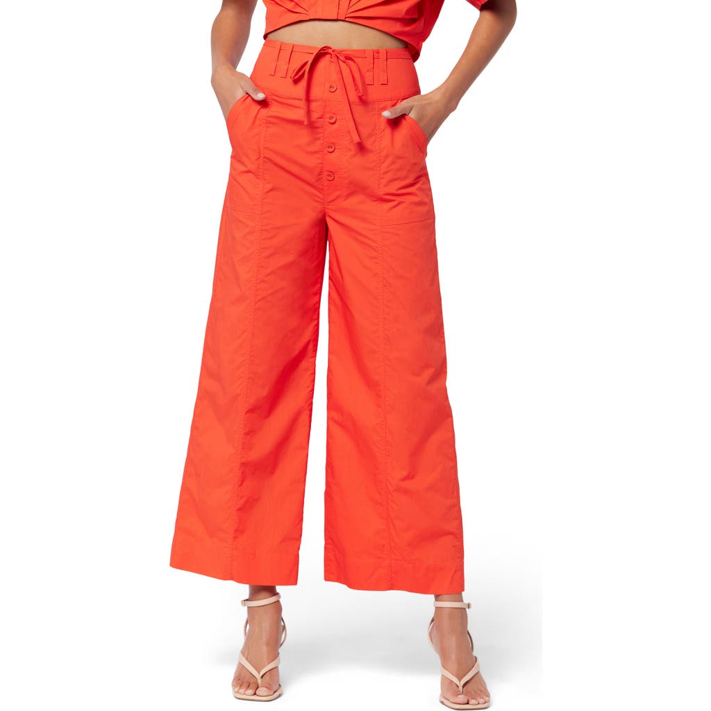 Shop Joie Mara Drawstring Cotton Pants In Vibrant Red