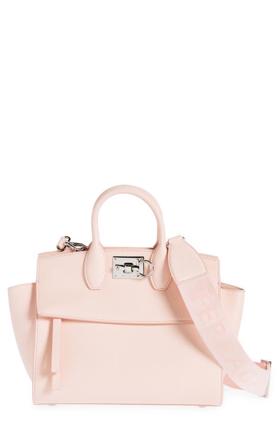 Shop Ferragamo Small The Studio Soft Leather Top Handle Bag In Nylund Pink