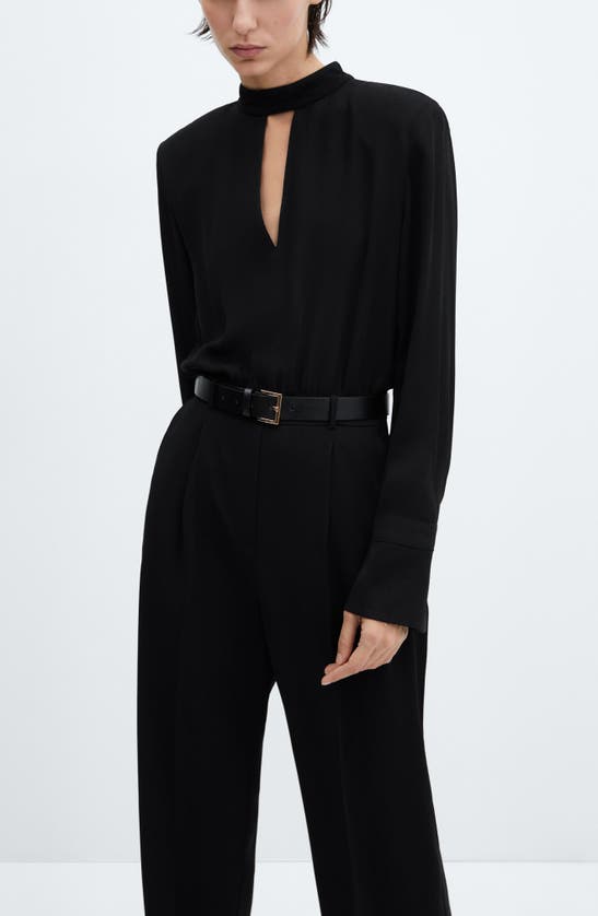 Shop Mango Belted Long Sleeve Jumpsuit In Black