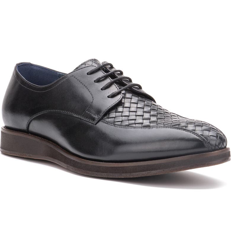 VINTAGE FOUNDRY Thornton Woven Leather Derby, Main, color, BLACK