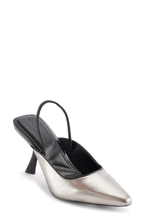 Shop Karl Lagerfeld Paris Keera Pointed Toe Slingback Pump In Pewter/black