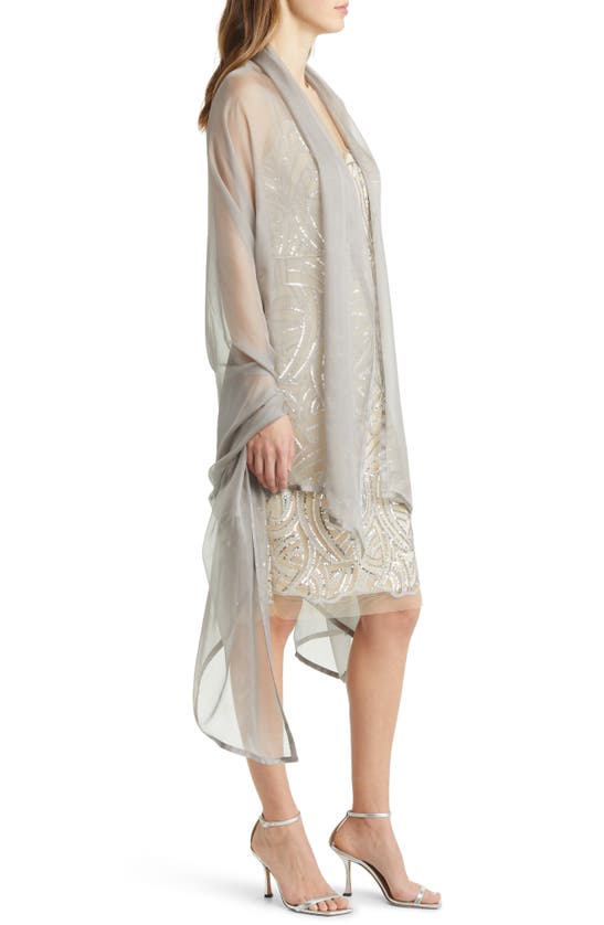 Nordstrom Satin Border Silk Chiffon Scarf In Grey Sconce