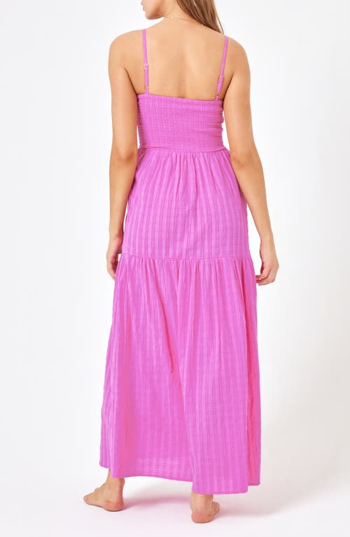 Shop L*space Lspace Mallorca Smocked Cover-up Maxi Dress In Raspberry