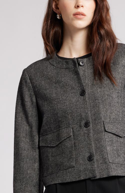 Shop Nordstrom Collarless Herringbone Jacket In Grey