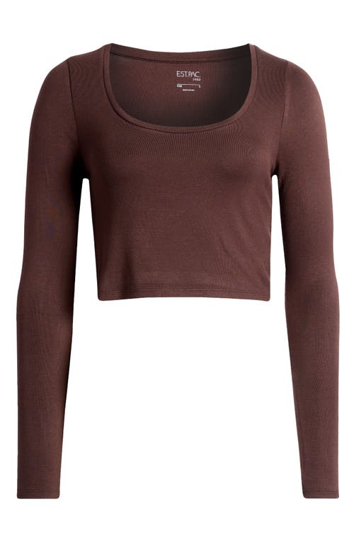 Shop Pacsun Kelly Long Sleeve Crop Top In Coffee Bean