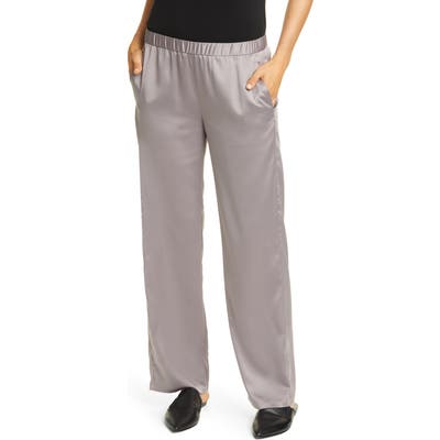 Eileen Fisher Pull-On Straight Leg Recycled Polyester Pants, Grey