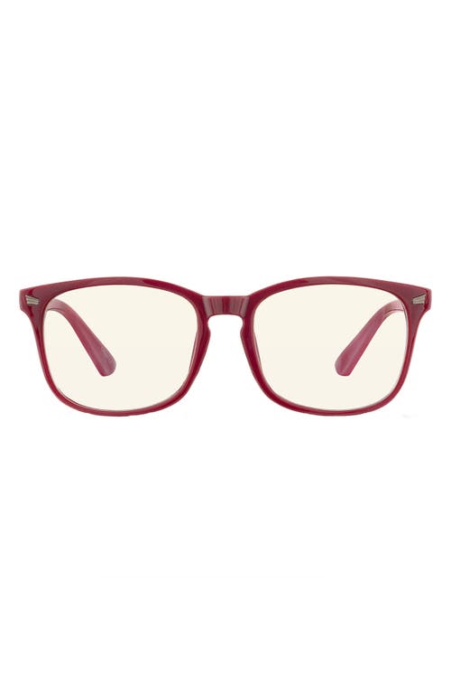 Hannah 52mm Round Blue Light Blocking Glasses in Red