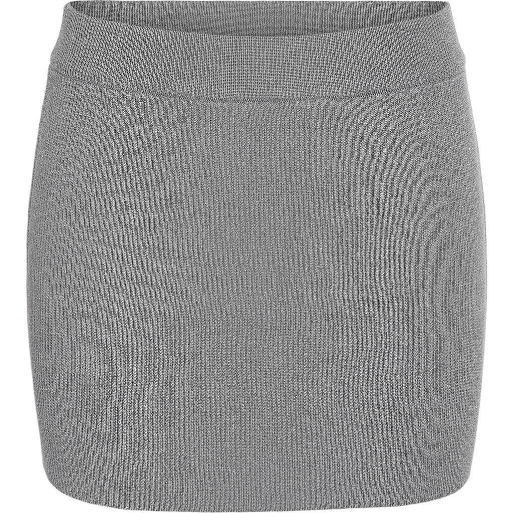 Noisy May Kayla Rib Knit Miniskirt In Charcoal Gray Detail