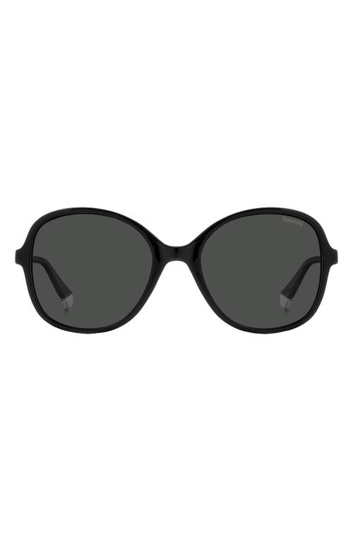 54mm Polarized Round Sunglasses in Black/Grey Polarized