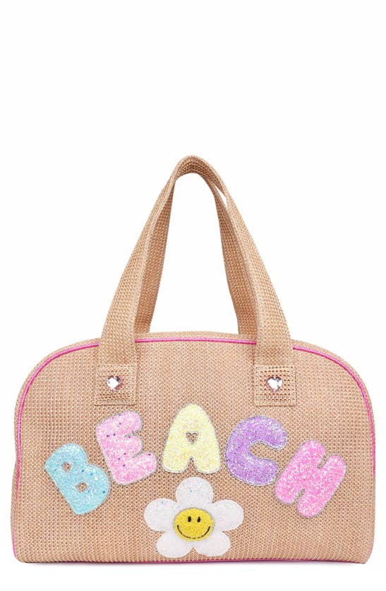 Omg Accessories Kids' Beach Straw Duffle Bag In Natural