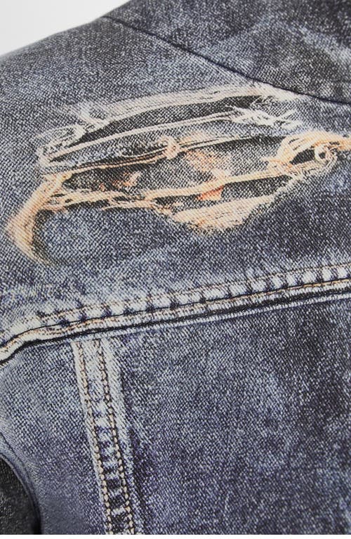 Shop Guess Originals Go Print Denim Trucker Jacket In Gpme