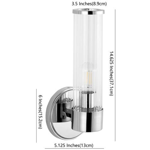 Jonathan Y Cecil 1-light Tall Cylinder Iron/striped Glass Modern Mid-century Led Vanity In Chrome With Clear Shade