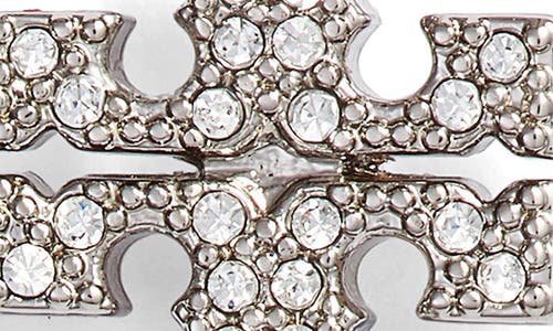 Shop Tory Burch Crystal Logo Stud Earrings In Tory Silver/crystal