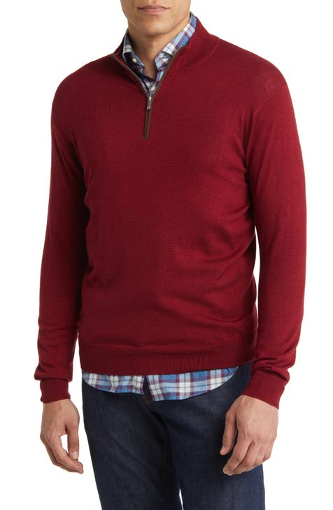 Men's Red Quarter Zip Sweaters