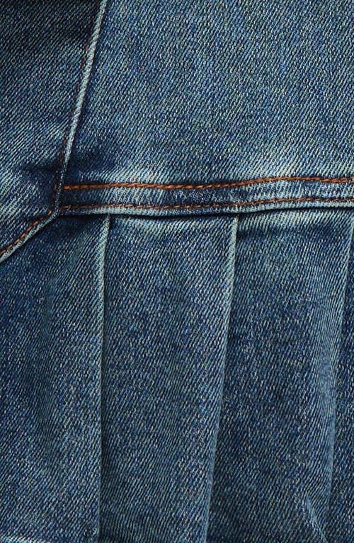 Shop Tractr Kids' Pleated Denim Cargo Skirt In Indigo