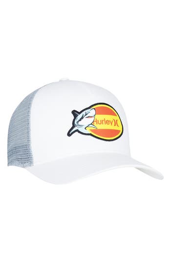 Hurley Shark Logo Trucker Cap In White