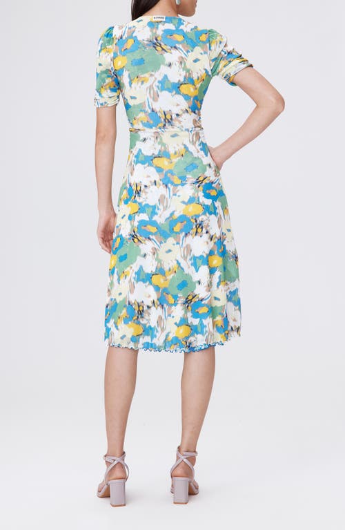 Diane Von Furstenberg Koren Reversible Fit & Flare Dress In June Bloom Blue/day Dream