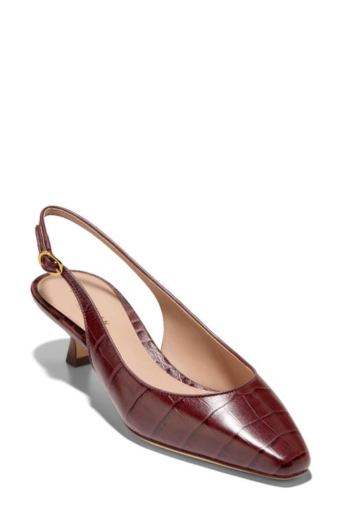 Cole Haan Tayla Slingback Kitten Heel Pump in Bloodstone Croco Embossed 