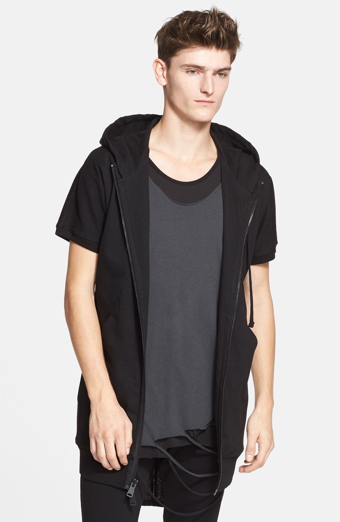 short sleeve full zip hoodie