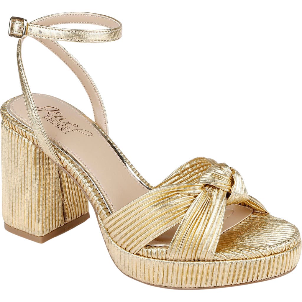 Jewel Badgley Mischka Tyler Womens Adjustable Textured Ankle Strap In Gold Fabric
