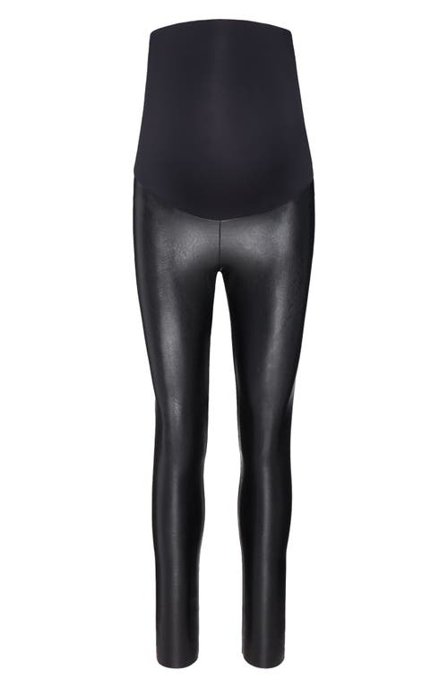 Shop Commando Over The Bump Faux Leather Maternity Leggings In Black