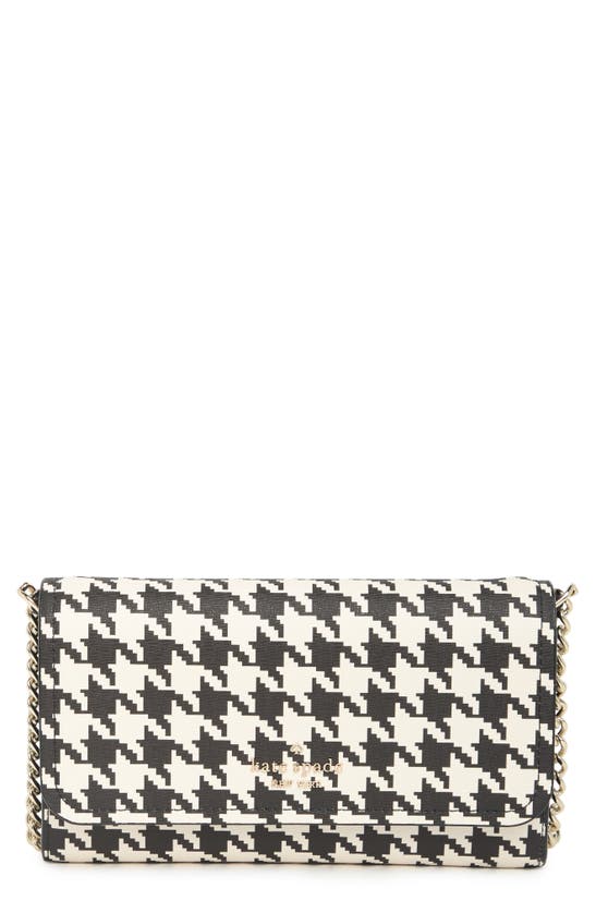 Kate Spade Darcy Chain Wallet Crossbody - Houndstooth Black White Leather