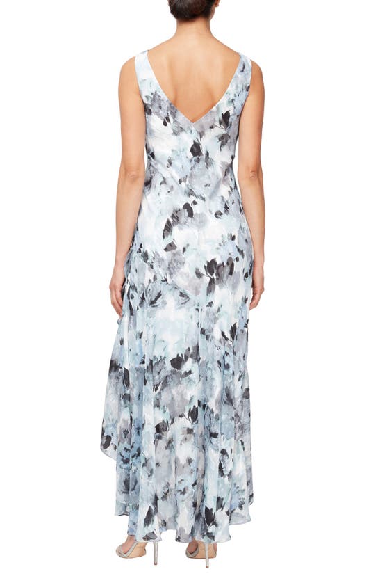 Shop Alex Evenings Print Sleeveless Gown With Jacket In Ivory Multi