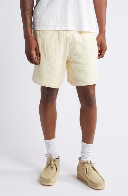 Enzi Cotton Seersucker Shorts in Icing Yellow