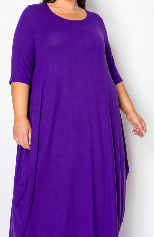 Shop L I V D Evelyn Bubble Hem Jersey Midi Dress In Purple