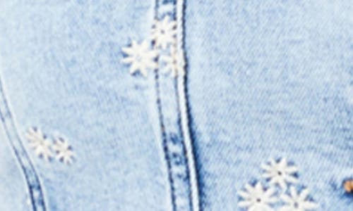 Mavi Jeans Merlin Floral Embroidered Crop Denim Vest In Light Blue Bloom