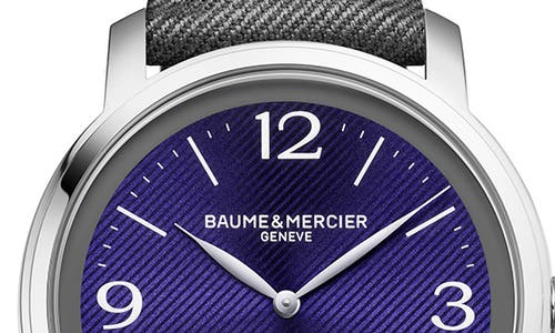 Shop Baume & Mercier Classima Canvas Strap Watch, 42 Mm In Sun Satin-finished Sand