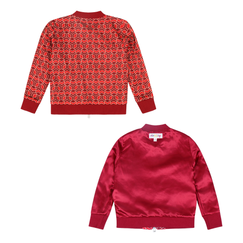 Mixed Up Clothing Girls Reversible Bomber Jacket In Red Multicolor