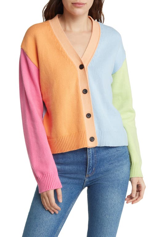 Rails Reese Colorblock Cotton Blend Cardigan in Orange Multi Pastel