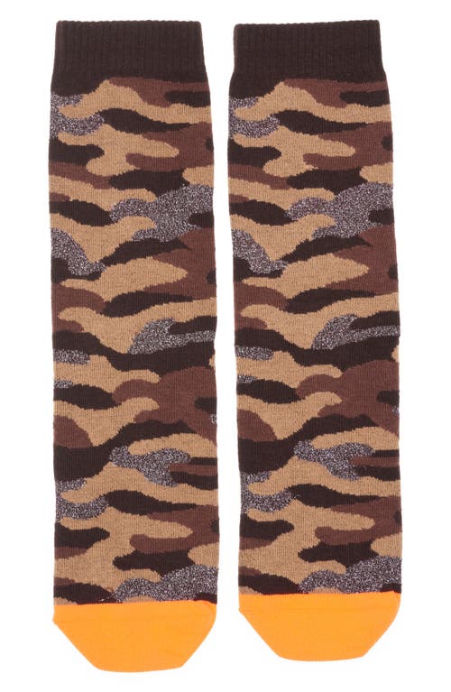Golden Goose Camouflage Crew Socks In Brown