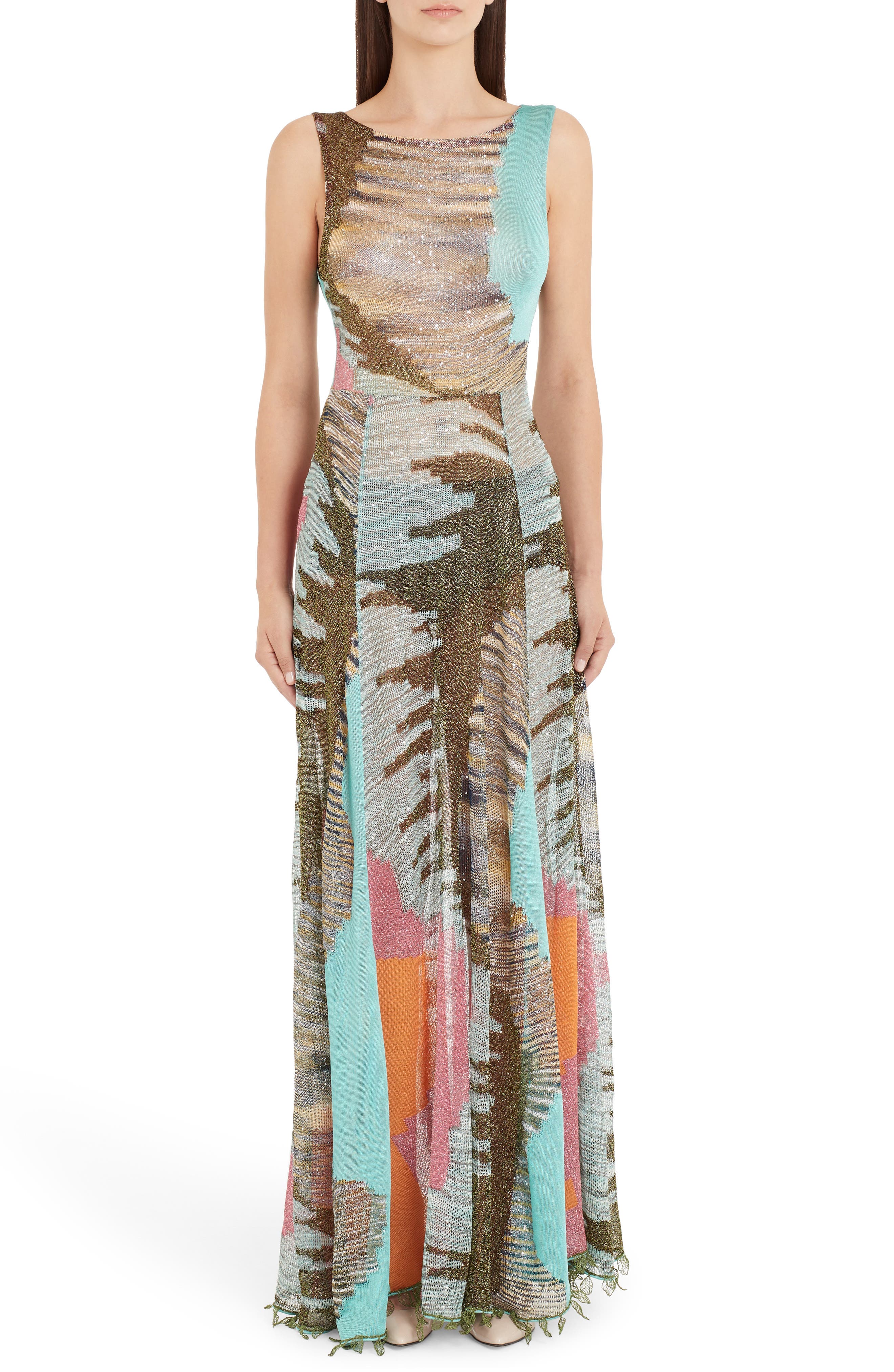 Missoni Sequin Knit Trumpet Gown, US / 40 IT - Green