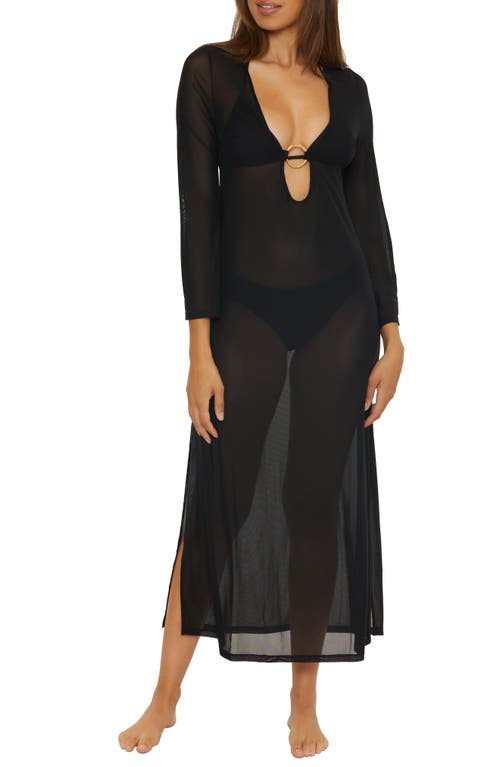 Elaire Mesh Cover-Up Maxi Dress in Black