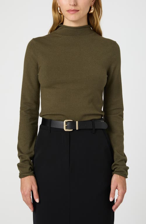 Shop French Connection Mock Neck Sweater In Olive Night