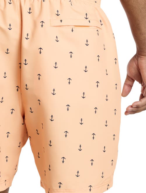 Shop Nautica Anchor Print Swim Trunks In Orange