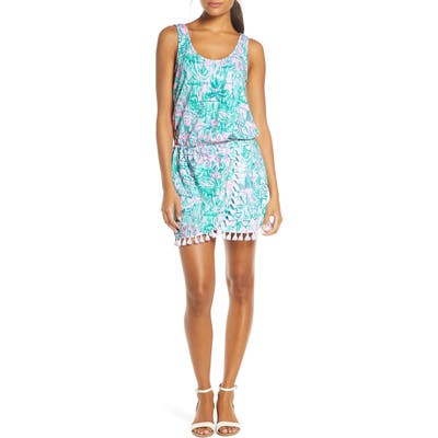 Lilly Pulitzer Jarrett Tassel Trim Romper, Green