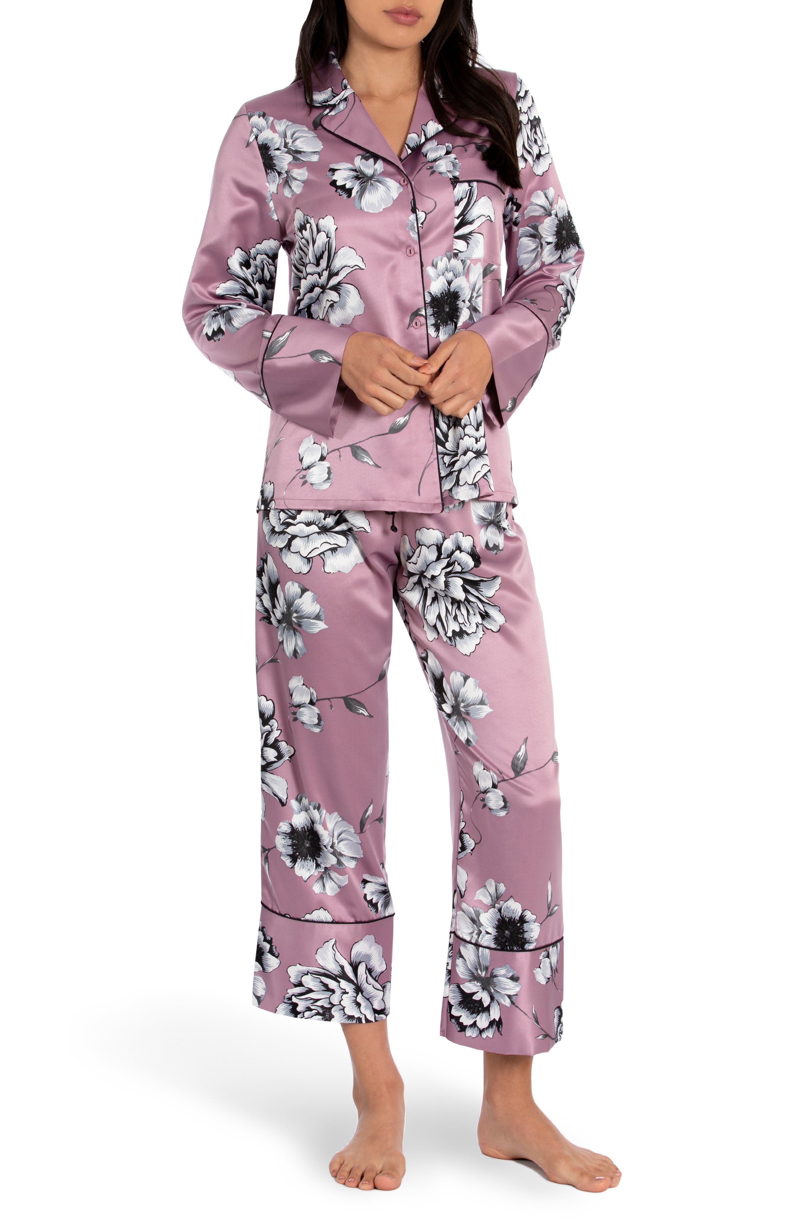 In Bloom By Jonquil Zoey Satin Pajamas In Mauve