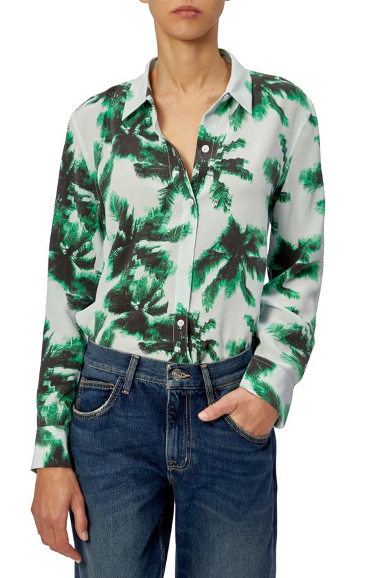 EQUIPMENT LEEMA PALM PRINT LONG SLEEVE SILK BLOUSE,21-1-008325-E577