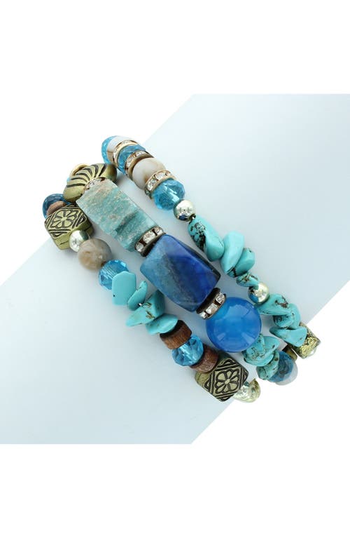 Shop Olivia Welles Tessa Mixed Stone Wrap Bracelet In Gold/blue