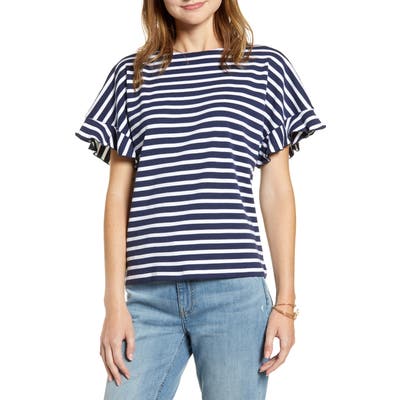 Rachel Parcell Back Bow Stripe Tee, Blue (Nordstrom Exclusive)