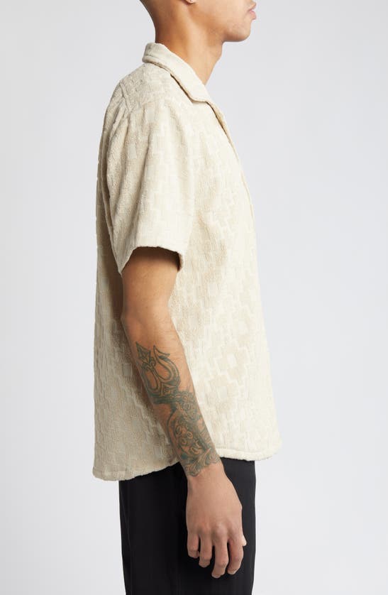 Shop Oas Beige Machu Terry Cloth Camp Shirt