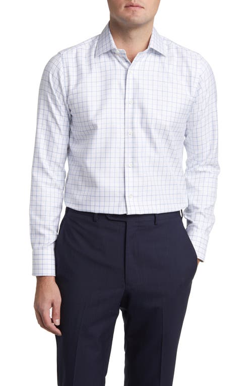 Canali Regular Fit Check Cotton Jacquard Dress Shirt White at Nordstrom,