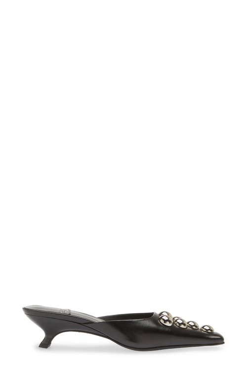 Shop Jeffrey Campbell Esmerel Stud Square Toe Mule In Black Crinkle Silver