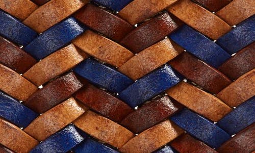 Torino Braided Leather Belt In Tan/blue/saddle