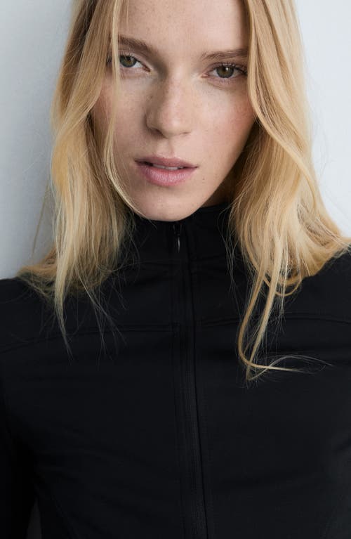 Mango Fitted Zip Front Jacket In Black